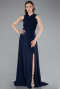 Robe de Soirée Longue Mousseline Bleu Marine ABU4965