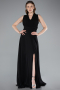 Robe de Soirée Longue Mousseline Noir ABU4965