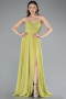 Robe de Soirée Longue Mousseline Pistache vert ABU4966