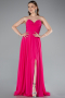 Robe de Soirée Longue Mousseline Fushia ABU4966