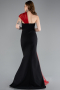 Robe de Soirée Longue Noir-Rouge ABU4969
