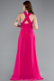Robe de Soirée Longue Mousseline Fushia ABU4965