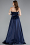 Robe De Soirée Satin Longue Bleu Marine ABU4561