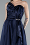 Robe De Soirée Satin Longue Bleu Marine ABU4561