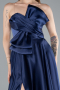 Robe de Soirée Longue Satin Bleu Marine ABU4975