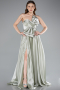Robe de Soirée Longue Satin Menthe ABU4975