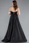 Robe de Soirée Longue Satin Noir ABU4975