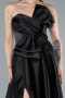 Robe de Soirée Longue Satin Noir ABU4975