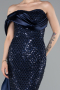 Robe Queue de Poisson Longue Perlé Bleu Marine ABU4986