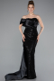 Robe Queue de Poisson Longue Perlé Noir ABU4986