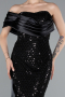 Robe Queue de Poisson Longue Perlé Noir ABU4986