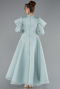 Robe de Soirée Voilée Midi Menthe ABK2351