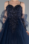 Robe De Fiançailles Grande Taille Longue Bleu Marine ABU3822