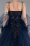Robe De Fiançailles Grande Taille Longue Bleu Marine ABU3822