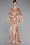Robe de Soirée Longue Perlé Or ABU5002