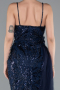 Robe de Soirée Longue Perlé Bleu Marine ABU5003