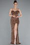 Robe De Soirée Squameuse Longue Cuivre ABU4842