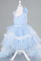 Robe de Soirée Enfants Devant Court Dos Long Bleu clair ABO114