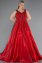 Robe De Fiançailles Grande Taille Longue Rouge ABU3618