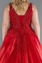 Robe De Fiançailles Grande Taille Longue Rouge ABU3618