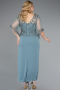 Robe de Soirée Grande Taille Midi Mousseline Turquoise ABK2333