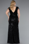Robe Grande Taille Longue Squameuse Noir ABU6146