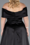 Robe De Soirée Grande Taille Longue Satin Noir ABU4998