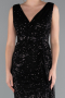 Robe de Soirée Longue Squameuse Noir ABU3201