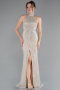 Robe de Soirée Longue Beige ABU4324