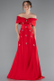Robe de Soirée Longue Satin Rouge ABU5015