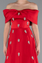 Robe de Soirée Longue Satin Rouge ABU5015