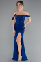 Robe de Soirée Longue Bleu Saxe ABU5016