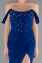 Robe de Soirée Longue Bleu Saxe ABU5016