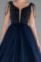 Robe De Fiançailles Grande Taille Longue Bleu Marine ABU5048