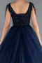 Robe De Fiançailles Grande Taille Longue Bleu Marine ABU5048