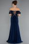 Robe de Soirée Longue Dantelle Bleu Marine ABU2261