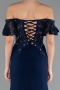 Robe de Soirée Longue Dantelle Bleu Marine ABU2261