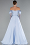 Robe de Soirée Longue Satin Bleu clair ABU5054
