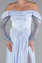 Robe de Soirée Longue Satin Bleu clair ABU5054