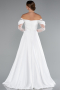 Robe de Soirée Longue Satin Blanc ABU5054