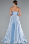 Robe De Soirée Satin Longue Bleu clair ABU3674