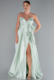 Robe De Soirée Satin Longue Menthe ABU3674