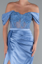 Robe De Soirée Satin Longue Indigo ABU6140