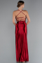 Robe De Soirée Satin Longue Rouge Bordeaux ABU2800