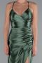 Robe De Soirée Satin Longue Vert Pistache ABU2800