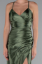 Robe De Soirée Satin Longue Kaki ABU2800