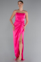 Robe De Soirée Satin Longue Fushia ABU3474