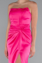 Robe De Soirée Satin Longue Fushia ABU3474