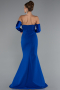 Robe Queue De Poisson Longue Bleu Saxe ABU4637