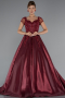Robe De Fiançailles Grande Taille Longue Rouge Bordeaux ABU4470